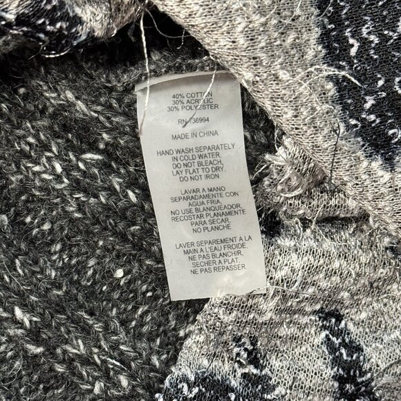 Sioni Patchwork Cardigan Button Front Gray Animal Print Eyelash Knit Mob Wife - Picture 8 of 8